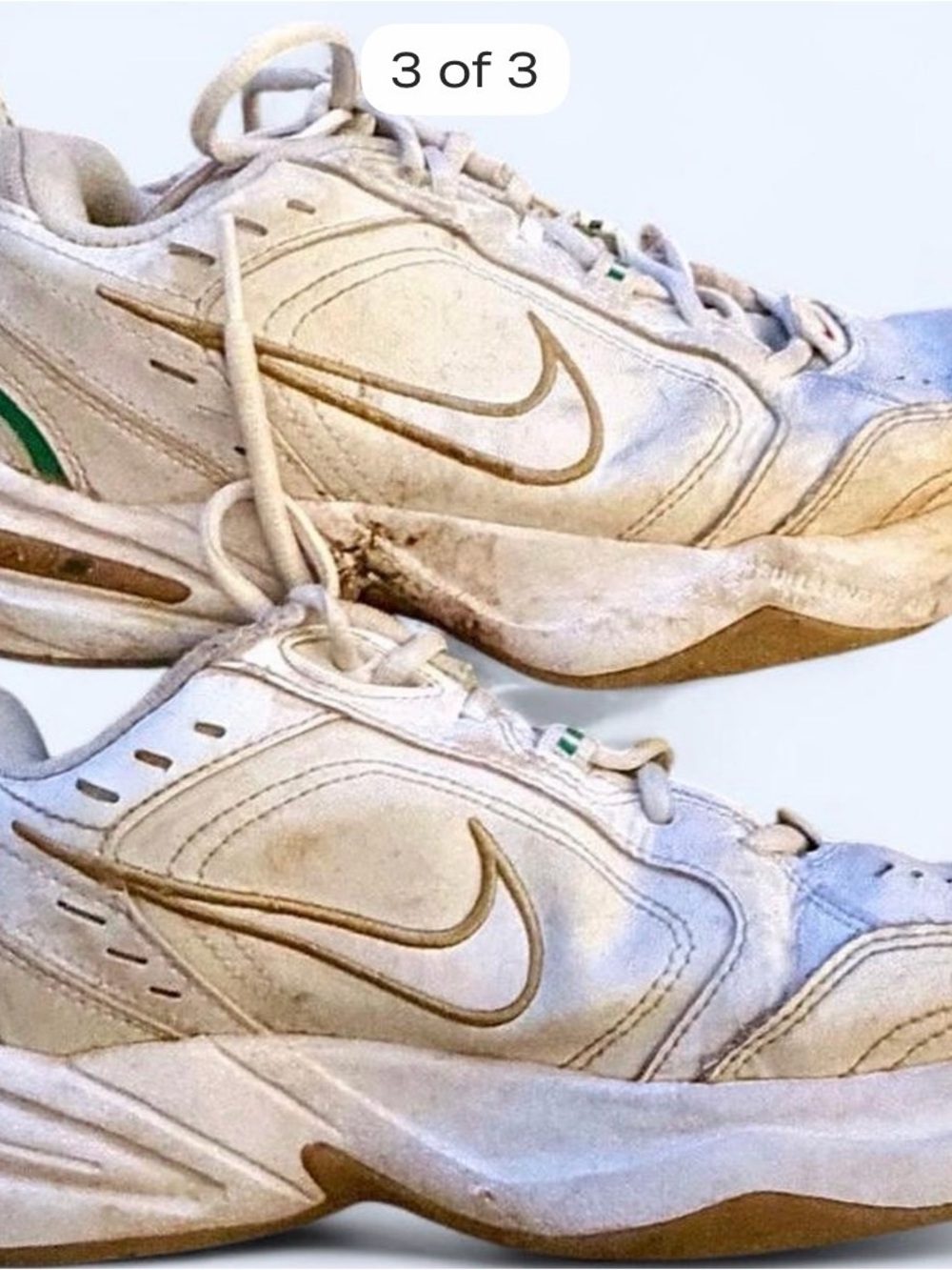 Nike Men's White and Tan Athletic Running Shoes